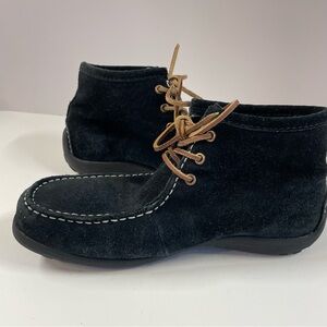 Lands’ End Women’s Black Suede Wallabee Moccasin Chukka Booties Size 7B